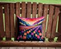 Colorful Hyacinths Throw Pillow Machine Washable, Indoor Outdoor Decorative Pillow for Couch, Bed or Patio, 14Hx14W