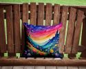 Colorful Campanula Throw Pillow Machine Washable, Indoor Outdoor Decorative Pillow for Couch, Bed or Patio, 14Hx14W