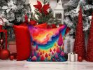 Colorful Celosia Throw Pillow Machine Washable, Indoor Outdoor Decorative Pillow for Couch, Bed or Patio, 14Hx14W