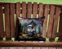 Shih Tzu Spooky Halloween Throw Pillow Machine Washable, Indoor Outdoor Decorative Pillow for Couch, Bed or Patio, 14Hx14W
