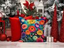 Colorful Ranunculus Throw Pillow Machine Washable, Indoor Outdoor Decorative Pillow for Couch, Bed or Patio, 14Hx14W