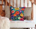 Colorful Ranunculus Throw Pillow Machine Washable, Indoor Outdoor Decorative Pillow for Couch, Bed or Patio, 14Hx14W