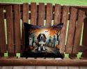 Basset Hound Spooky Halloween Throw Pillow Machine Washable, Indoor Outdoor Decorative Pillow for Couch, Bed or Patio, 14Hx14W