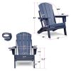 Folding Outdoor Adirondack Chair for Relaxing, HDPE All-weather Fire Pit Chair, Patio Lawn Chair for Outside Deck Garden Backyardf Balcony, Navy Blue