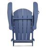 Folding Outdoor Adirondack Chair for Relaxing, HDPE All-weather Fire Pit Chair, Patio Lawn Chair for Outside Deck Garden Backyardf Balcony, Navy Blue