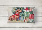 Waiting on Christmas Throw Pillow Throw Pillow for Indoor Couch Bed Outdoor Patio Washable, Dachshund 1346,12Hx16W