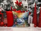 Swan Throw Pillow Machine Washable, Indoor Outdoor Decorative Pillow for Couch, Bed or Patio, 14Hx14W