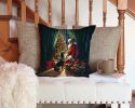 Doberman Pinscher and Santa Claus Throw Pillow Machine Washable, Indoor Outdoor Decorative Pillow for Couch, Bed or Patio, 14Hx14W