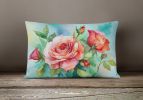 State Watercolor Flowers Throw Pillow Throw Pillow for Indoor Couch Bed Outdoor Patio Washable, Oklahoma Roses 1700,12Hx16W