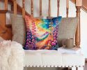 Colorful Snapdragon Throw Pillow Machine Washable, Indoor Outdoor Decorative Pillow for Couch, Bed or Patio, 14Hx14W