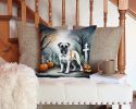 Boxer Spooky Halloween Throw Pillow Machine Washable, Indoor Outdoor Decorative Pillow for Couch, Bed or Patio, 14Hx14W