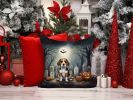 Beagle Spooky Halloween Throw Pillow Machine Washable, Indoor Outdoor Decorative Pillow for Couch, Bed or Patio, 14Hx14W