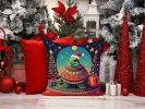 Turtle Christmas Throw Pillow Machine Washable, Indoor Outdoor Decorative Pillow for Couch, Bed or Patio, 14Hx14W