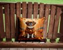 Tibetan Spaniel Fall Throw Pillow Machine Washable, Indoor Outdoor Decorative Pillow for Couch, Bed or Patio, 14Hx14W