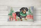 Waiting on Christmas Throw Pillow Throw Pillow for Indoor Couch Bed Outdoor Patio Washable, Dachshund Black and Tan 1340,12Hx16W