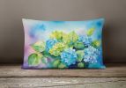Flowers in Watercolor Throw Pillow Throw Pillow for Indoor Couch Bed Outdoor Patio Washable, Hydrangeas 1579,12Hx16W