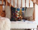 Brussels Griffon and Santa Claus Throw Pillow Machine Washable, Indoor Outdoor Decorative Pillow for Couch, Bed or Patio, 14Hx14W
