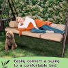 YOLENY 71in Outdoor Porch Swing, Patio Swing Bench with 2 Side Cup Holder, Convertible Backrest Swing Bed w/ Cushion, 2 Pillows