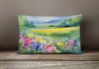 State Watercolor Flowers Throw Pillow Throw Pillow for Indoor Couch Bed Outdoor Patio Washable, Massachusetts Mayflowers 1670,12Hx16W