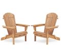 Wooden Outdoor Folding Adirondack Chair Set of 2 Wood Lounge Patio Chair for Garden,Garden, Lawn, Backyard, Deck, Pool Side, Fire Pit,Half Assembled,
