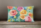 Flowers in Watercolor Throw Pillow Throw Pillow for Indoor Couch Bed Outdoor Patio Washable, Ranunculus 1604,12Hx16W