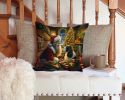 English Springer Spaniel and Santa Claus Throw Pillow Machine Washable, Indoor Outdoor Decorative Pillow for Couch, Bed or Patio, 14Hx14W