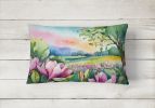 State Watercolor Flowers Throw Pillow Throw Pillow for Indoor Couch Bed Outdoor Patio Washable, Louisiana Magnolias 1660,12Hx16W