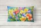 Flowers in Watercolor Throw Pillow Throw Pillow for Indoor Couch Bed Outdoor Patio Washable, Freesias 1568,12Hx16W