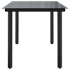 Patio Dining Table Black 63"x31.5"x29.1" Steel and Tempered Glass