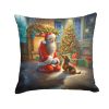 Dachshund and Santa Claus Throw Pillow Machine Washable, Indoor Outdoor Decorative Pillow for Couch, Bed or Patio, 14Hx14W