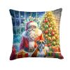 Boxer and Santa Claus Throw Pillow Machine Washable, Indoor Outdoor Decorative Pillow for Couch, Bed or Patio, 14Hx14W