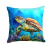 Loggerhead Sea Turtle Throw Pillow Machine Washable, Indoor Outdoor Decorative Pillow for Couch, Bed or Patio, 14Hx14W