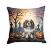Cavalier Spaniel Spooky Halloween Throw Pillow Machine Washable, Indoor Outdoor Decorative Pillow for Couch, Bed or Patio, 14Hx14W
