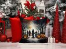 Vampires Spooky Halloween Throw Pillow Machine Washable, Indoor Outdoor Decorative Pillow for Couch, Bed or Patio, 14Hx14W