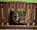 Bluetick Hound and Santa Claus Throw Pillow Machine Washable, Indoor Outdoor Decorative Pillow for Couch, Bed or Patio, 14Hx14W