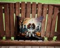 Cavalier Spaniel Spooky Halloween Throw Pillow Machine Washable, Indoor Outdoor Decorative Pillow for Couch, Bed or Patio, 14Hx14W