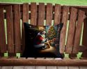 Corgi and Santa Claus Throw Pillow Machine Washable, Indoor Outdoor Decorative Pillow for Couch, Bed or Patio, 14Hx14W