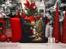 Corgi and Santa Claus Throw Pillow Machine Washable, Indoor Outdoor Decorative Pillow for Couch, Bed or Patio, 14Hx14W