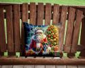 Boxer and Santa Claus Throw Pillow Machine Washable, Indoor Outdoor Decorative Pillow for Couch, Bed or Patio, 14Hx14W