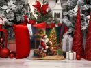 Labrador Retriever and Santa Claus Throw Pillow Machine Washable, Indoor Outdoor Decorative Pillow for Couch, Bed or Patio, 14Hx14W