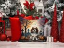 Cavalier Spaniel Spooky Halloween Throw Pillow Machine Washable, Indoor Outdoor Decorative Pillow for Couch, Bed or Patio, 14Hx14W