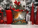 Papel Picado Skeletons Spooky Halloween Throw Pillow Machine Washable, Indoor Outdoor Decorative Pillow for Couch, Bed or Patio, 14Hx14W