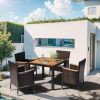 Patio Furniture Set for 5 Piece, with Wood Table Top, Outdoor Table and Chairs with Soft Cushions, Outside Furniture Set