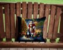 Bernese Mountain Dog and Santa Claus Throw Pillow Machine Washable, Indoor Outdoor Decorative Pillow for Couch, Bed or Patio, 14Hx14W