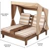 KidKraft Wooden Outdoor Double Chaise Lounge with Cup Holders, Patio Furniture for Kids or Pets, Espresso with Oatmeal